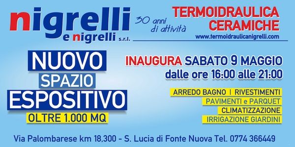 Inaugurazione della nuova Sala Mostra Ceramiche e Arredobagno, sabato 9 maggio dalle 16 alle 21