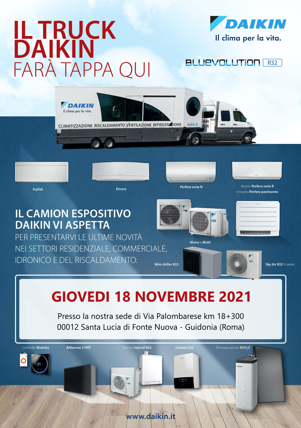 Daikin Truck, tappa giovedi 18 novembre 2021 presso la Termoidraulica Nigrelli di Guidonia, Roma