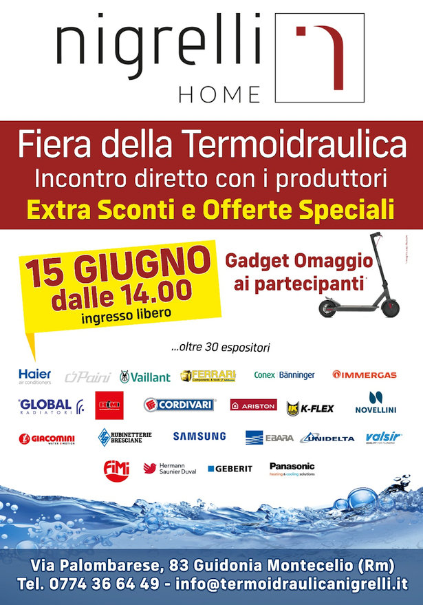 Promozioni, offerte speciali e fantastici premi in palio nell'evento in programma giovedi 15 giugno 2023 a partuire dalle ore 14:00 in collaborazione con le principali aziende del settore termoidraulico