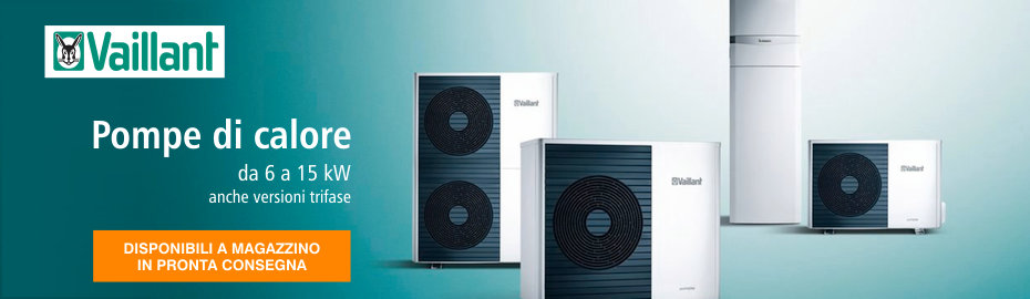 Pompe di calore Vaillant da 6 a 15 kW in offerta a prezzi speciali, disponibili a magazzino in pronta consegna anche modelli trifase