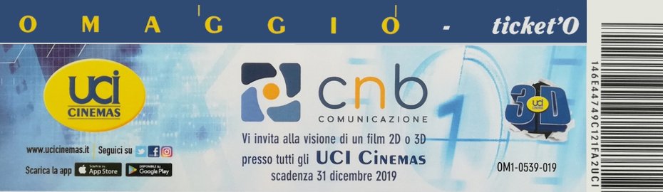 Biglietti omaggio per gli UCI Cinemas validi fino al 31 dicembre 2019